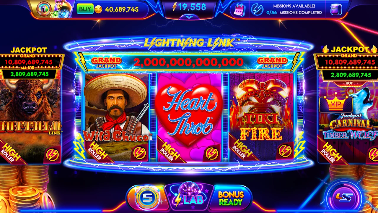 Lightning Link virtual slot machine in an official app screenshot